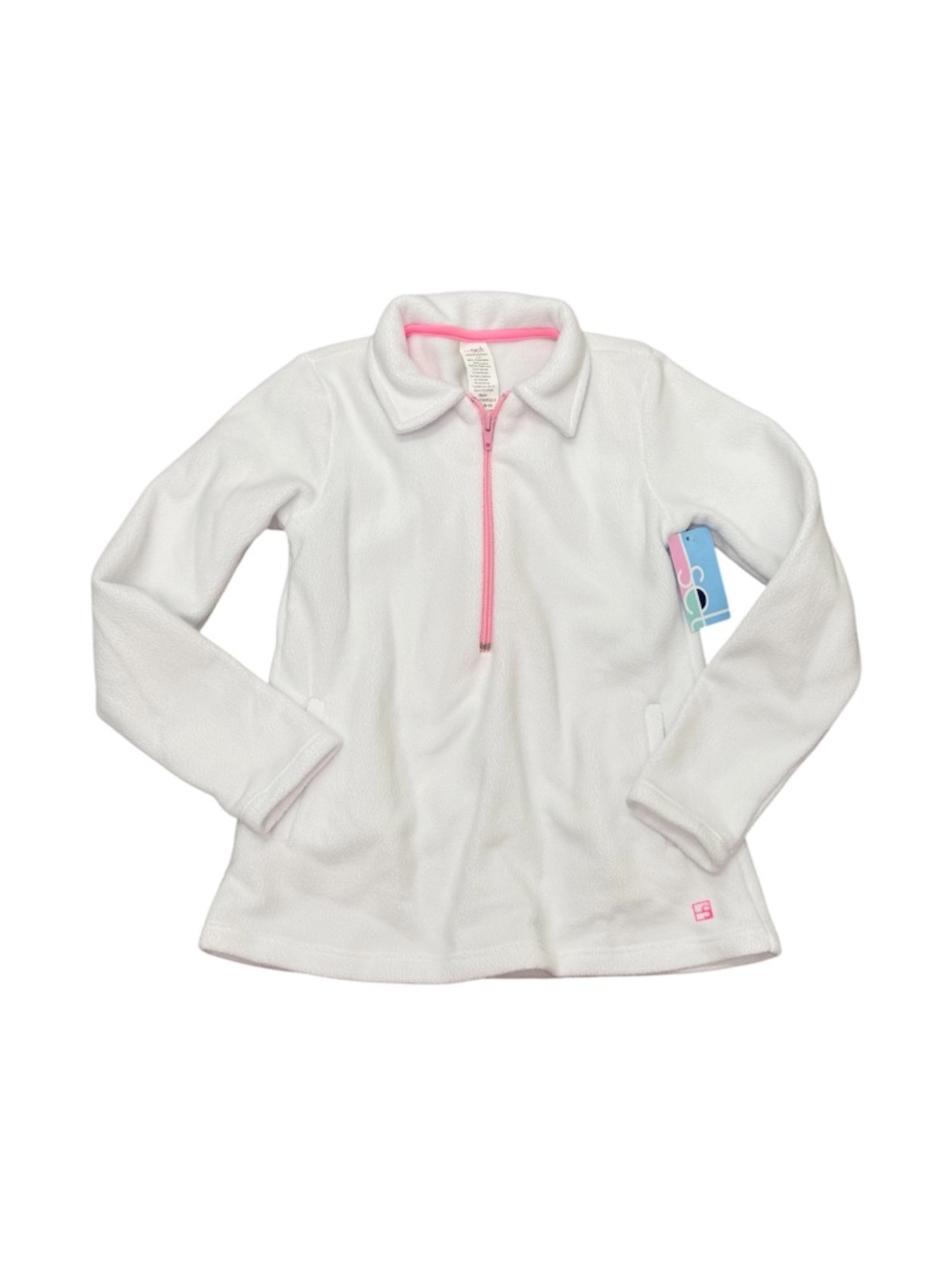 NWT Set Athleisure White Pink Fleece 1/2 Zip Girls